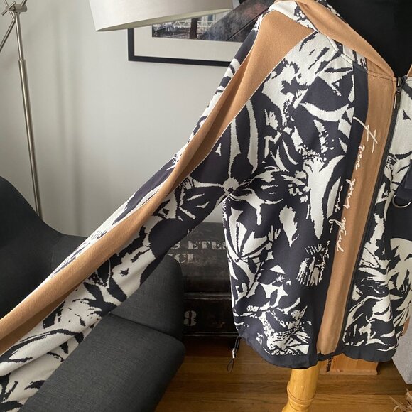 Monari Floral Print Zip Up Hooded Cardigan, Grey Multi sz38 (fits like L… - Picture 5 of 10